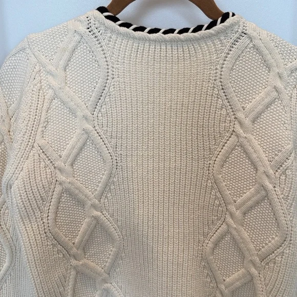 Self-Portrait Ivory Cardigan with Black Accents